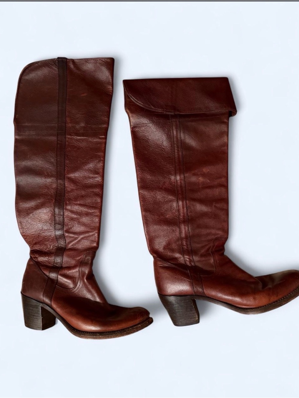 Vintage 70s Frye over the knee folding riding boots 9.5M